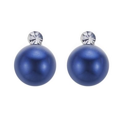 Designer blue pearl and crystal earring